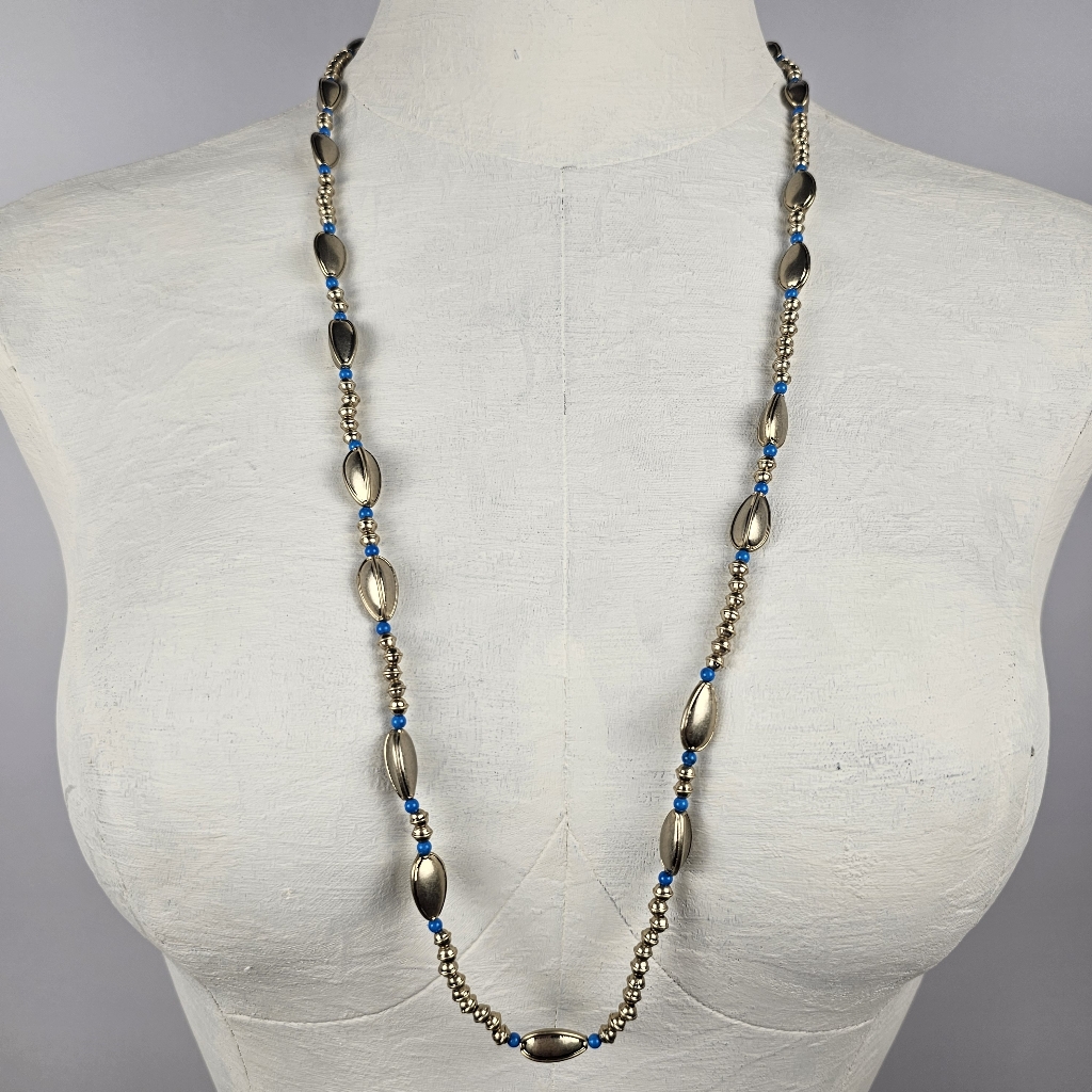 Lauren Ralph Lauren Silver Tone Stone Turquoise Beaded Necklace 35$